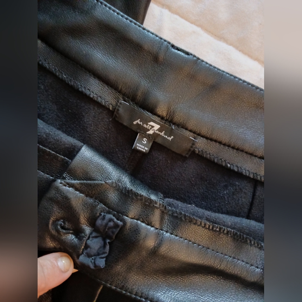 7 For All Mankind Fall Black Leather Cropped Rocker Punk Indie Grunge Pants-S/M - Picture 9 of 14
